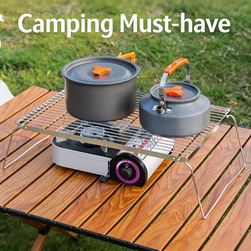 Camping Cooking Survival - Suporte Portátil Dobrável de Aço Inoxidável